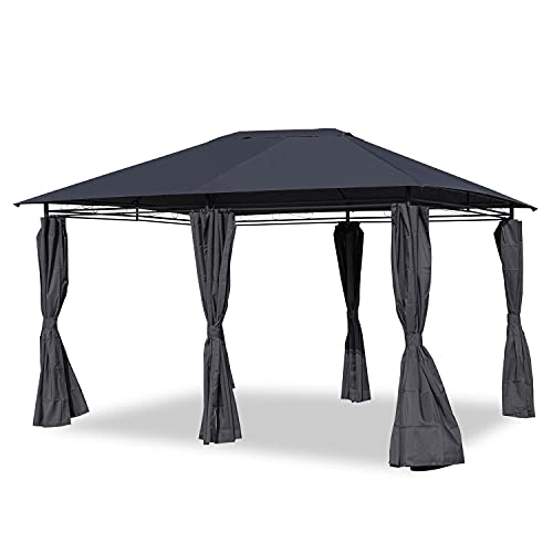 10X13 Outdoor Patio Gazebo Canopy with 2-Tier Polyester Roof,Instant Canopy with Shade Curtains,Steel Frame Gazebo Tent for Patio Outdoor Garden Events Backyard Party (10X13FT, Gray)
