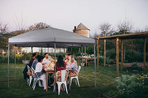 MFSTUDIO 12'x10' Hexagon Pop-Up Portable 6 Sided Gazebo,Instant Screened Canopies with Heavy Duty Roller Bag,Bonus 6 Canopy Sand Bags(112 Square Feet of Shade),Grey