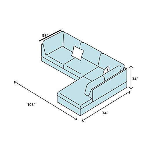 Furniture of Home 3 Piece Sectional Sofa with Right Chaise Lounge Chair/Ottoman with Hidden Storage