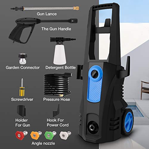 TEANDE 3500 PSI Electric Pressure Washer, 2.60 GPM 1800W Power Washer with Rolling Wheels (Blue)