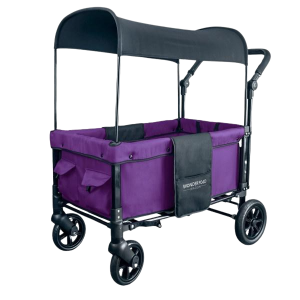 WonderFold Baby W1 Multi-Function Folding Double Stroller Wagon with Removable Canopy Cobalt Violet New