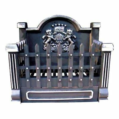 Dagan Black and Pewter Cast Iron Basket Grate with Fireback