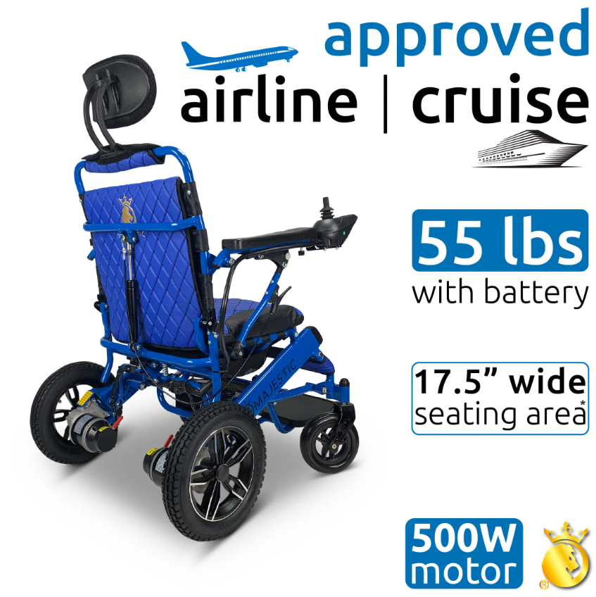 ComfyGO IQ-8000 Majestic 17.5 Inch Wide Seat Remote Controlled Travel Folding Electric Wheelchair With Recline New