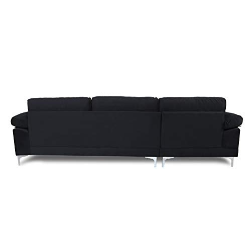 Modern Large Velvet Fabric Sectional Sofa, L-Shape Couch with Left Hand Facing Chaise Lounge