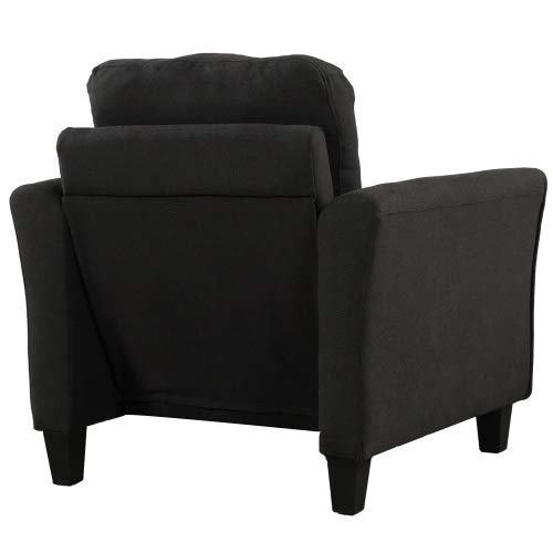 UNIROI Piece Living Room, 3 Seats Loveseat Single Chair Sofa Set, Black