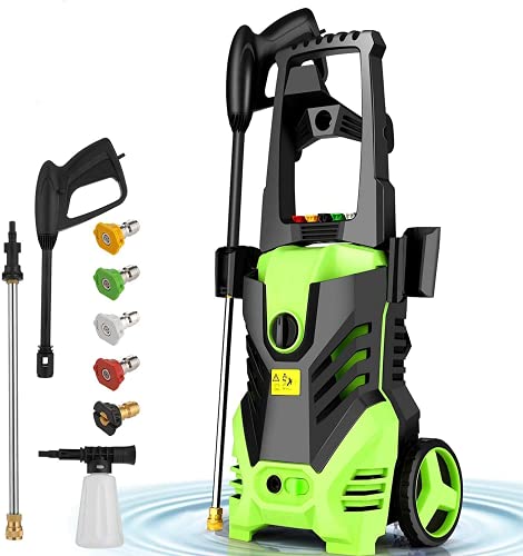 Pressure Washer Homdox 2950PSI 1.7GPM Electric Pressure Washer, 1800W High Car Pressure Washer, Power Washer with with Hose Reel & Detergent Tank & 5 Nozzles