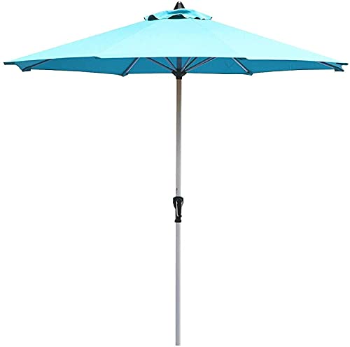 FENGNV Umbrella Outdoor Table Patio Umbrella Patio Market Umbrella Outdoor Table Umbrella Aluminum Crank 8 Ribs with Push Button Tilt and Crank (Color: Royal Blue)