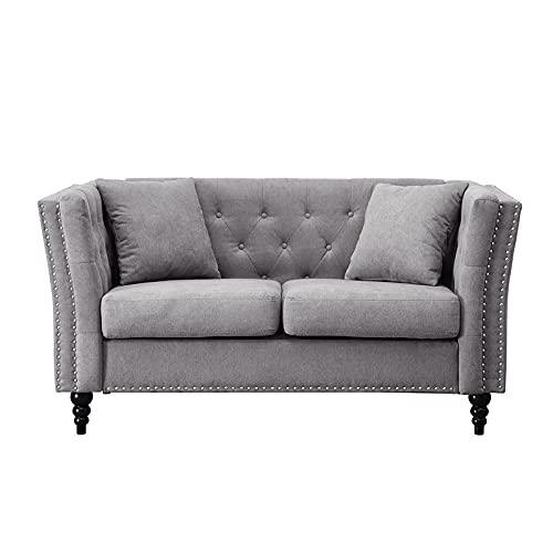 Home Square 2 Piece Microfiber Living Room Loveseat Set in Gray