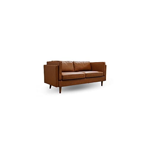 Creative Co-Op Atley High Sided Sofas, Brown Vegan Leather