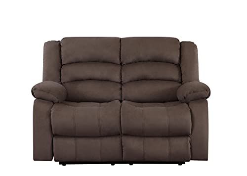 Blackjack Furniture Winthrop Microfiber Modern Reclining Living Room, Den Loveseat, Brunette
