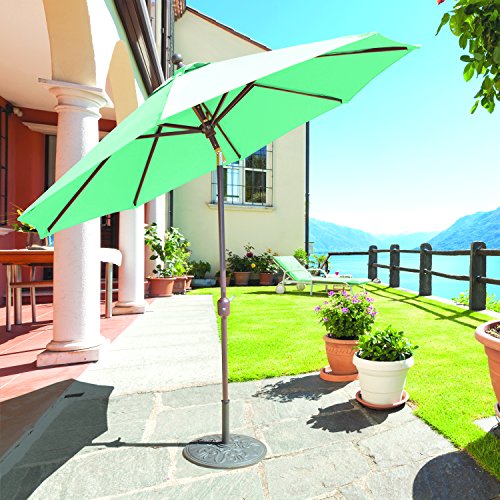 Galtech 9-Ft (Model 737) Deluxe Auto-Tilt Umbrella w/Jockey Red Sunbrella Fabric & Antique Bronze Frame