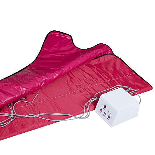 Carejoy Sauna Blanket Upgrated Tourmaline 3 Zones Jade Far-Infrared Body Shaping Sauna Blanket Health Wicking and Dehumidification Sweat Steaming Blanket （32 Jade Stones and 64 Germanium Stones）