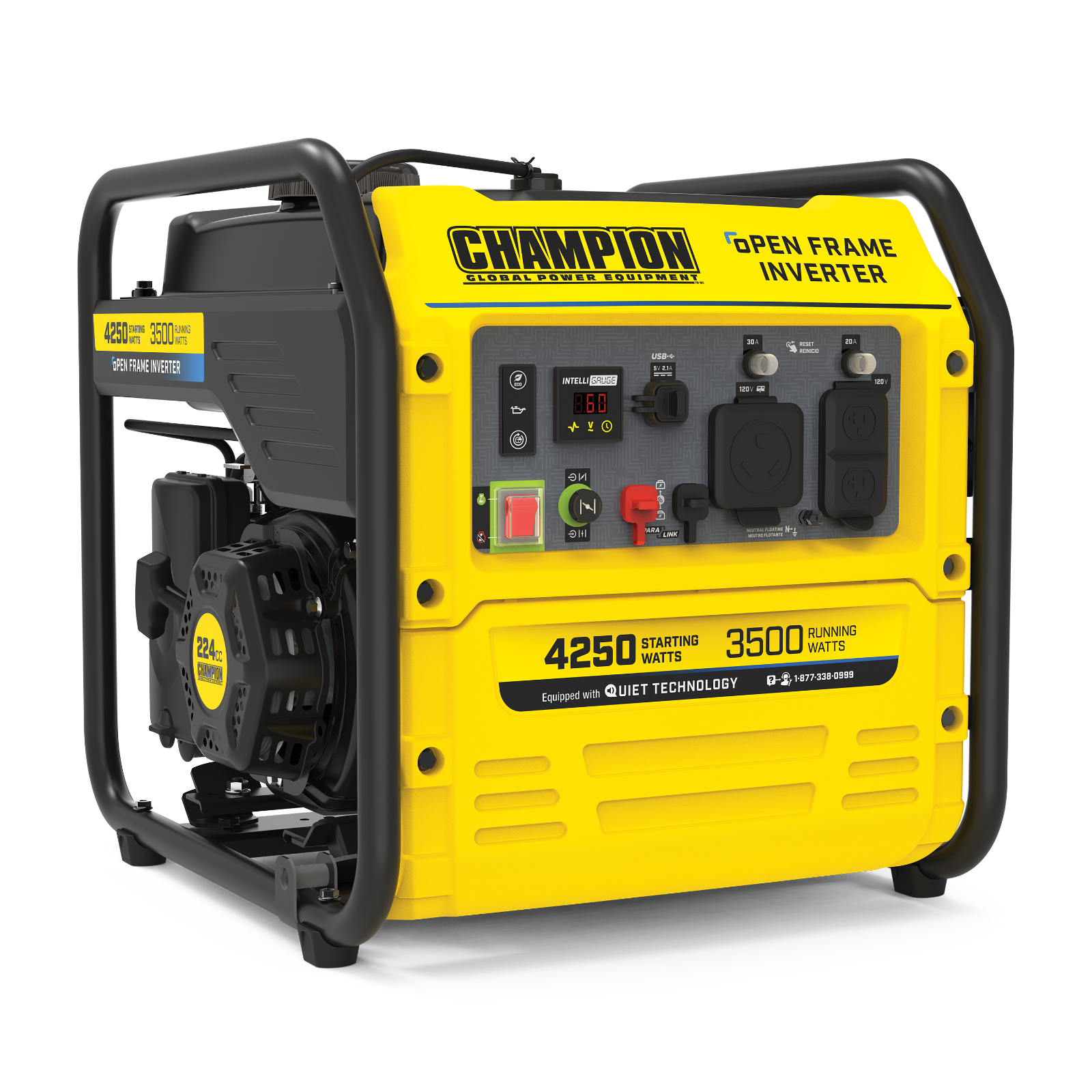 Champion 200955 3500W/4250W Open Frame Inverter Gas Ultra Quiet Generator New