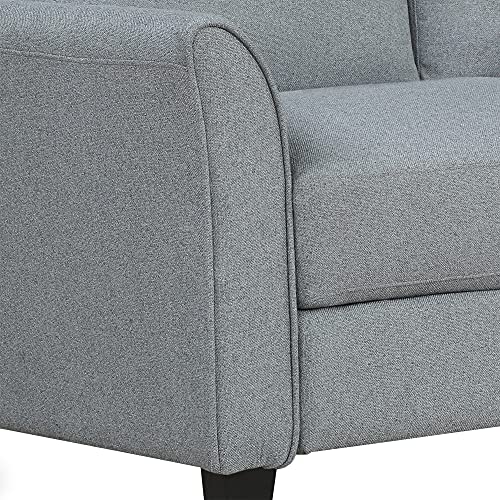 P PURLOVE Upholstered Linen Fabric Living Room Sofa Set, Loveseat Sofa and 3-seat Sofa (Loveseat+3 Seat, Gray)