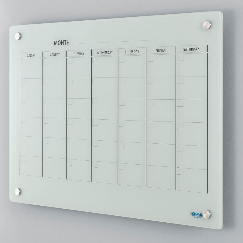 Wall-Mounted Magnetic Glass Calendar Whiteboard, 36