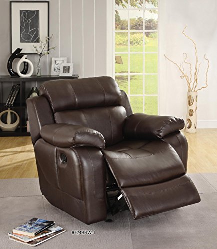 Homelegance Marille Reclining Sofa w/ Center Console Cup Holder, Brown Bonded Leather