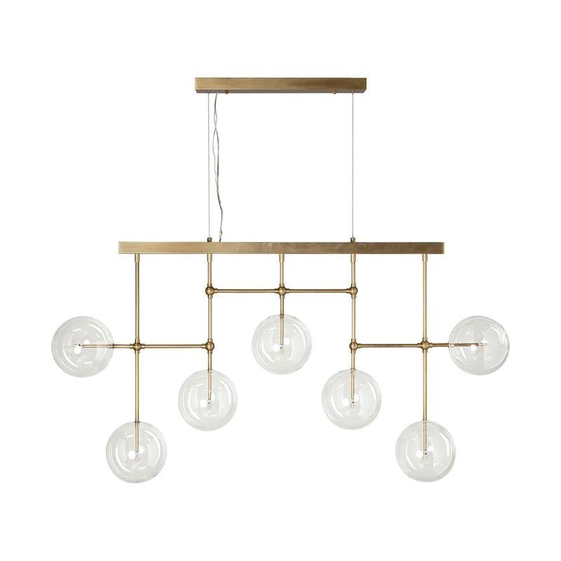Multi-Arm Glass Globe 7 Bulb Chandelier in Gold