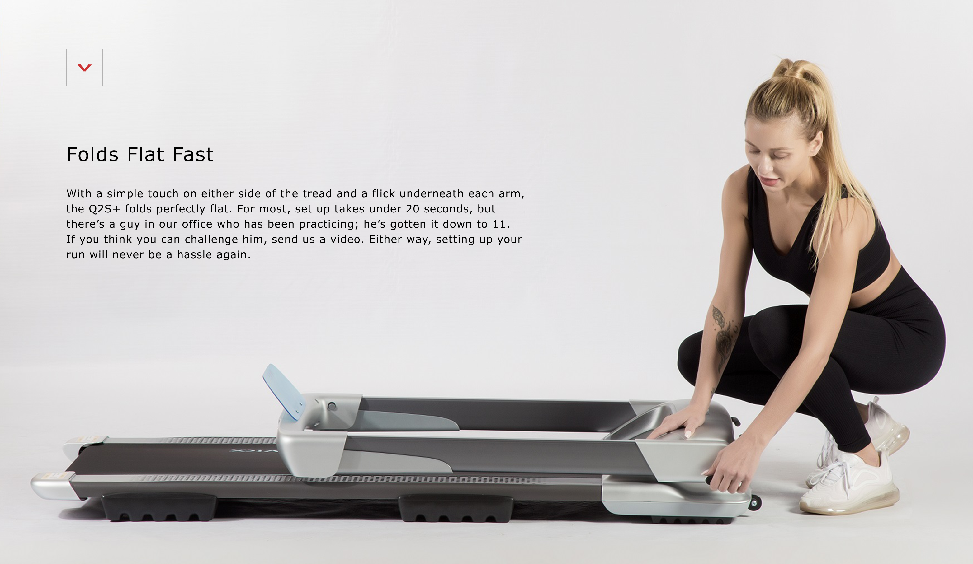 OVICX OS-TMILL-Q2S-PLUS Wide Platform Q2S+ Folding Treadmill with Bluetooth Connectivity New