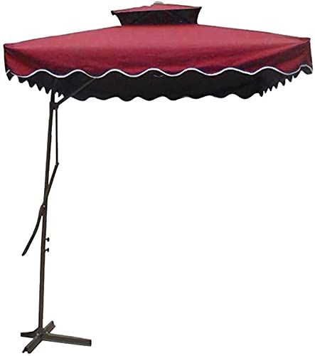 ガードレール Patio Umbrellas 2.2M Square Patio Offset Roma Parasol for Garden, Deck, Backyard and Pool Double Layer Cantilever Hanging Sun Umbrella with Cross Base(Color:A)
