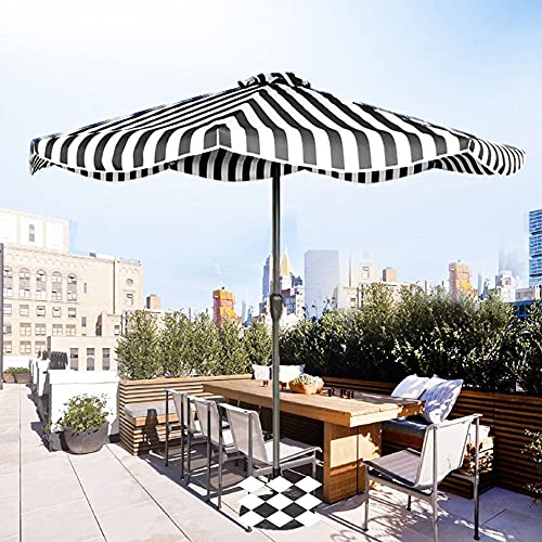 PARASOL LWMQ 270cm Stripe Patio Umbrella 8 Ribs(38mm) Hand Crank Outdoor Sun Umbrella,Waterproof UV Protection,Metal Iron Umbrella Pole