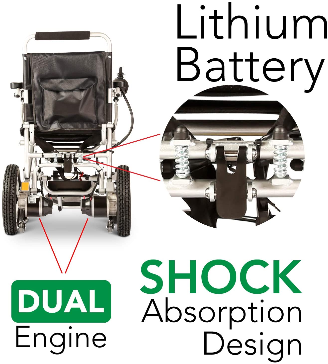 ComfyGO 601-7001 Majestic Fold & Travel Lightweight Electric Power Heavy Duty Wheelchair Scooter Silver New