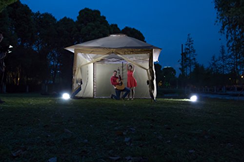 SunTime ST-1 Fully Enclosed Canopy Instant Popup Gazebo with Solar Powered LED Lights and Mesh Insect Screen, Portable