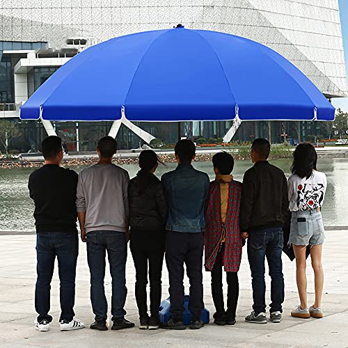Patio Umbrella Ø2.4m 2.8m Large Outdoor Parasol with Sturdy Ribs Height Adjustable Sun Shade for Beach Market Commercial Event Blue Red