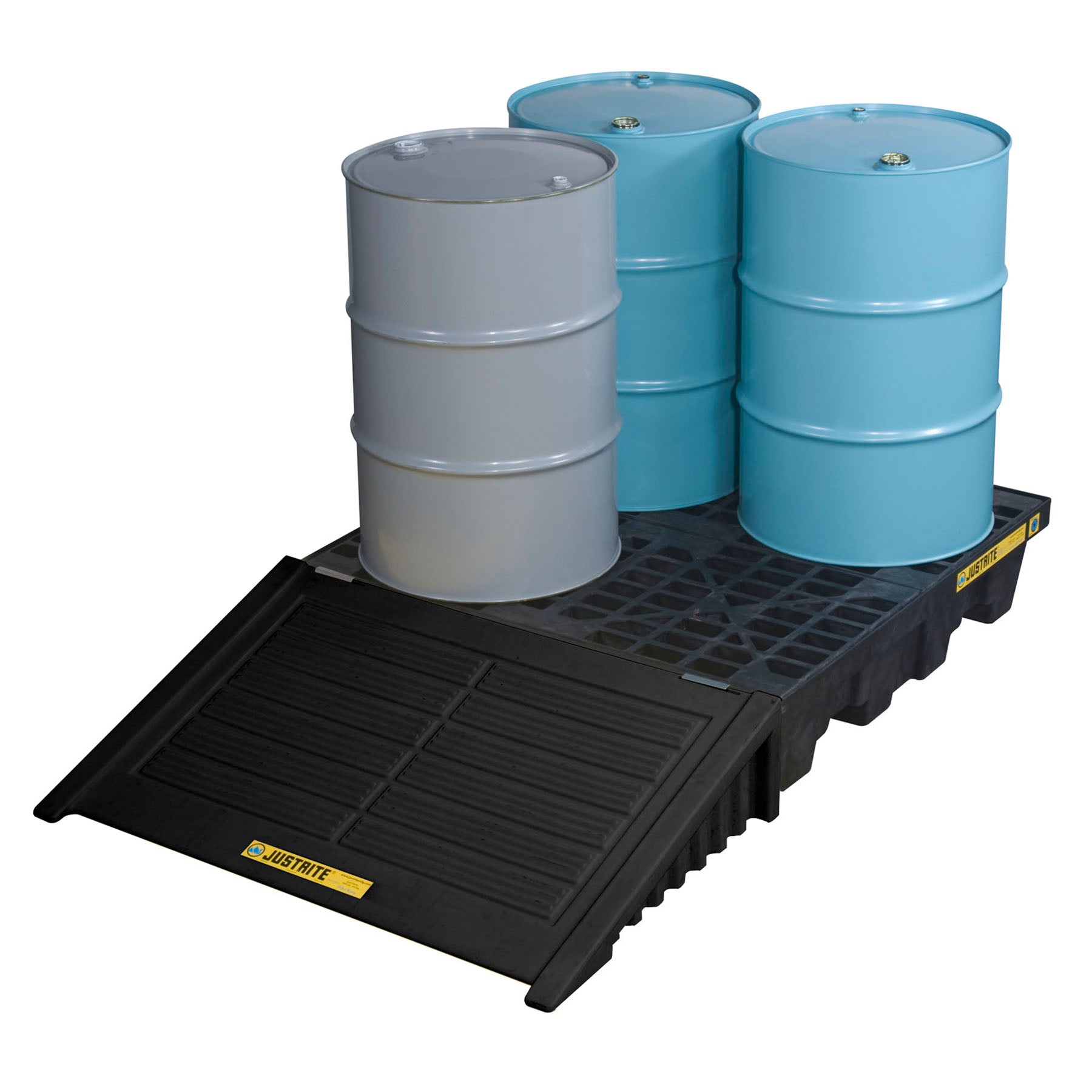 Justrite Ramp for 4 Drum Square EcoPolyBlend™ Spill Control Pallet, Recycled Polyethylene