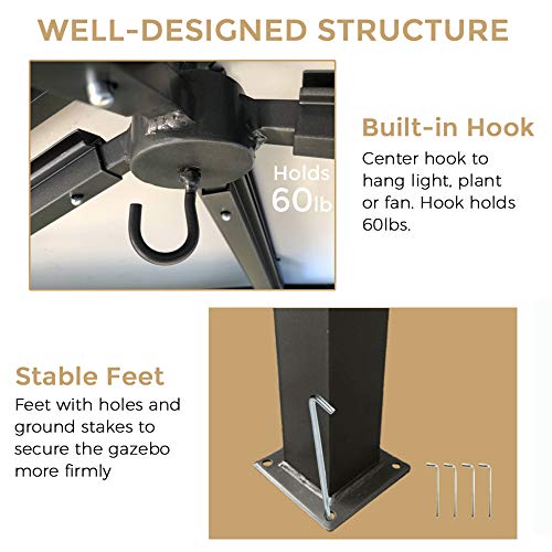 ASTEROUTDOOR 8x8 Outdoor Insulated Hardtop Gazebo for Patios, Aluminum Composite Panel Roof for Shade and Rain Metal Frame with Mosquito Netting for Lawn, Backyard and Deck, Charcoal Gray