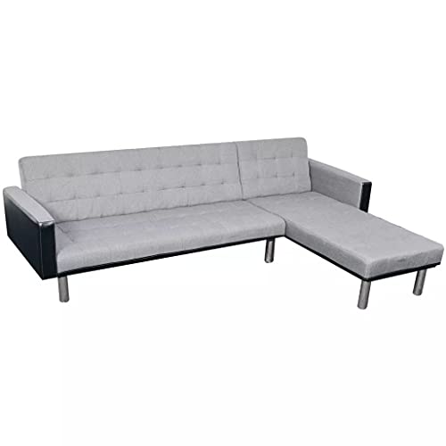 Foutons Sofa Bed L-Shaped Fabric Black and Gray Couch for Living Room 86