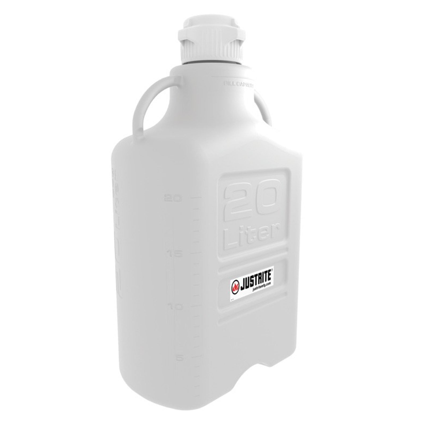 Justrite Carboy, 20 L, High-Density Polyethylene (HDPE), 83 mm Cap