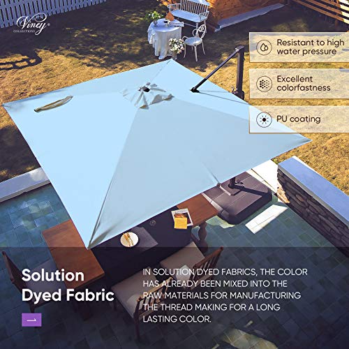 VINEY Boulevard 9x9 ft. Square Aluminum Cantilever Umbrella Offset Patio Umbrella Outdoor Market Umbrellas | 360° Rotation & Infinite Tilting System | Fade Resistant Solution Dyed Canopy (Sky Blue)