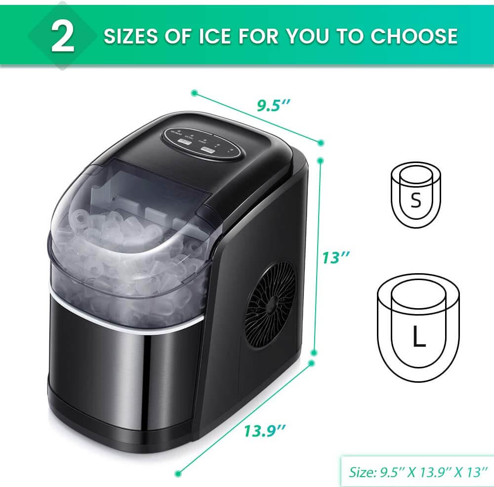 Antarctic Star Z12C Self Cleaning Portable Countertop Ice Maker Machine Black New