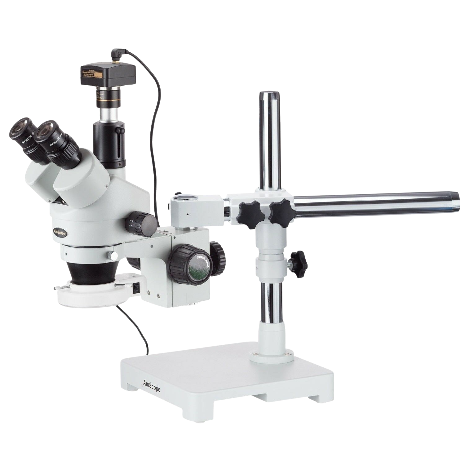 Amscope SM-3T-54S-3M 7X - 45X Trinocular LED Boom Stand Stereo Zoom Microscope Plus 3MP Camera New