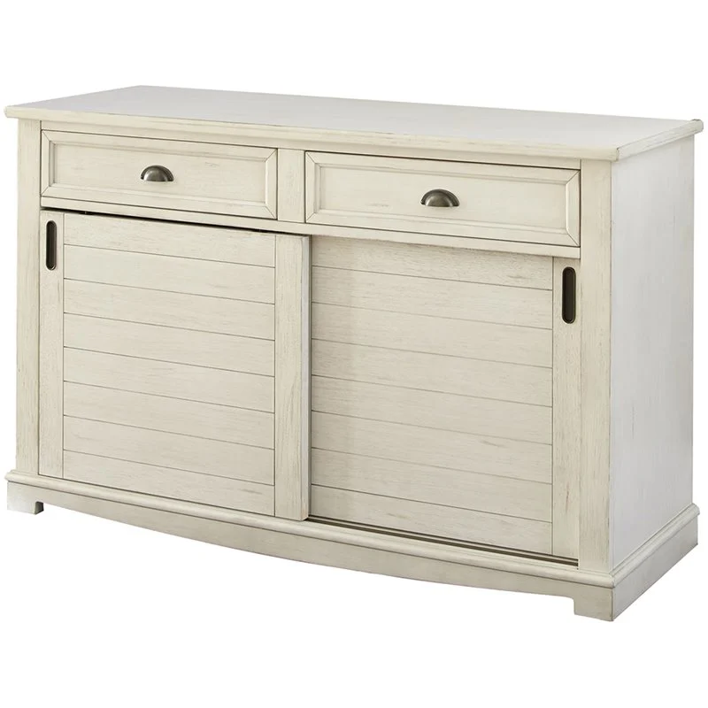 Wood Buffet in Distressed Antique White