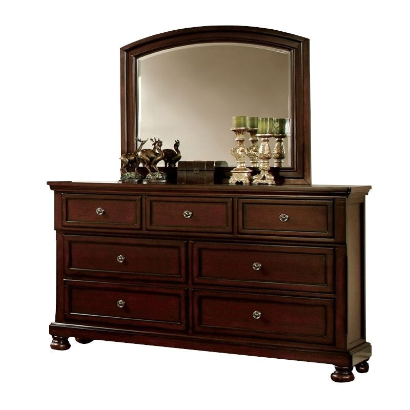 7 Drawer Dresser and Mirror Set in Cherry