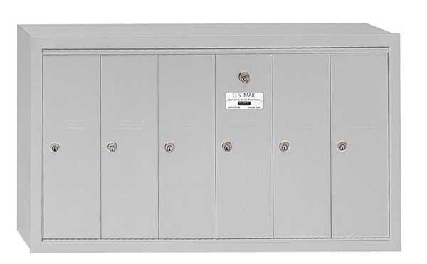 Vertical Mailbox, Aluminum, Powder Coated, 6 Doors, Surface