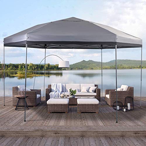 PHI VILLA 12'x 10' UV Block Sun Shade Gazebo Canopy with Hardware Kits, Gazebo Shade for Patio Outdoor Garden Events,Grey