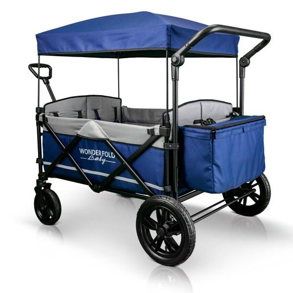 WonderFold Baby X4 Push/Pull 4-Passenger Quad Stroller Wagon Navy New