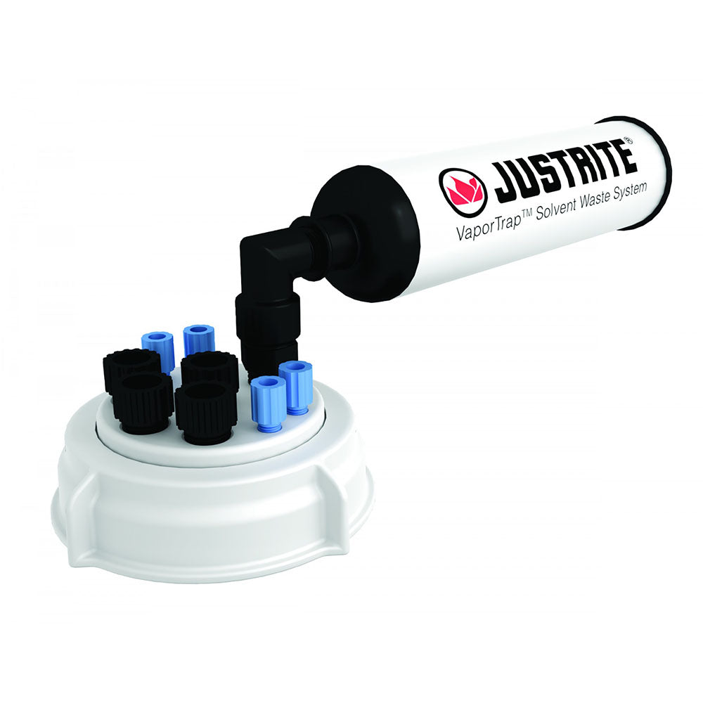 Justrite VaporTrap™ UN/DOT Cap with Filter Kit, 70mm Cap, 4 Ports 1/8'' OD Tubing, 4 Ports 1/4