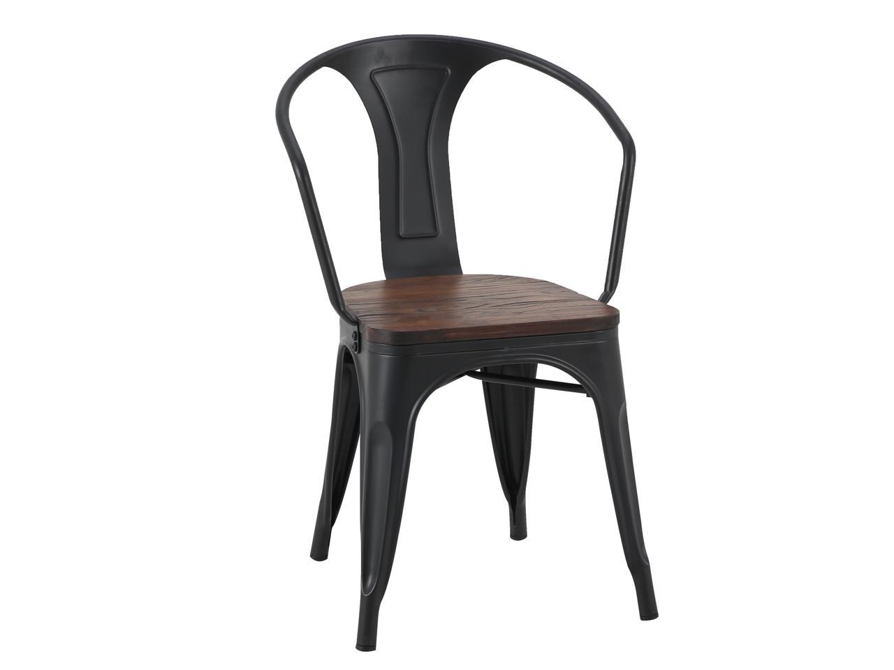 LSSPAID Set of 2 Tolix Style Metal Dining Chair Indoor-Outdoor Use Kitchen Chairs Stackable Arm Chairs