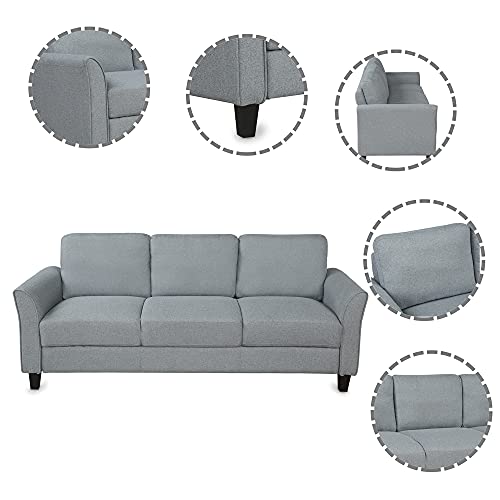 P PURLOVE Upholstered Linen Fabric Living Room Sofa Set, Loveseat Sofa and 3-seat Sofa (Loveseat+3 Seat, Gray)