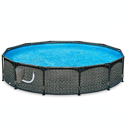 Above Ground Pool with Pump 12 Foot Round Swimming Pool Durable Filter Pump Galvanized Metal Frame Best Above Ground Pool Summer for Kids and Adults Swim Center Easy Setup Gray & eBook by NAKSHOP