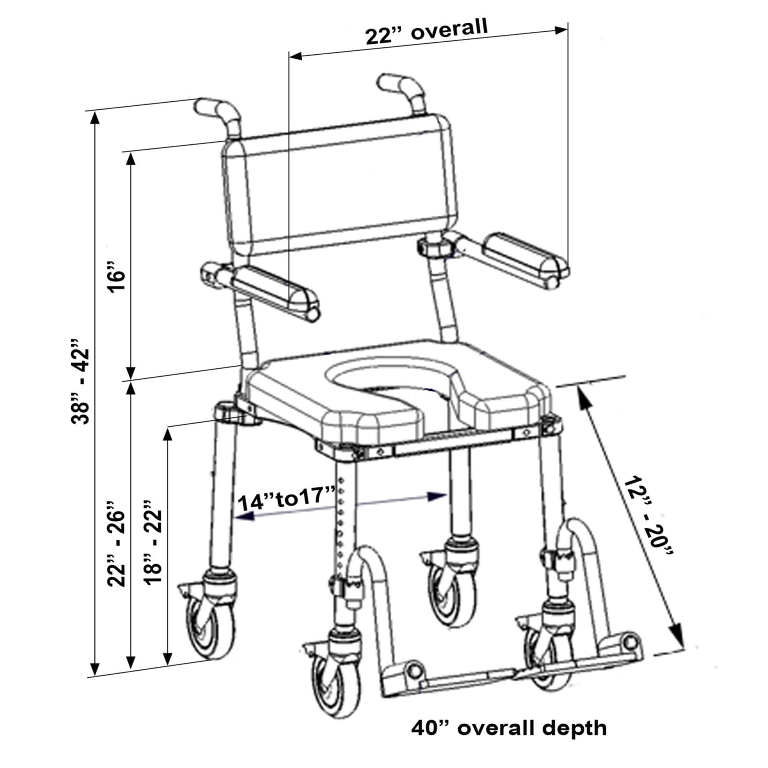 Nuprodx Multichair 4000 Roll-in Shower/Commode Chair