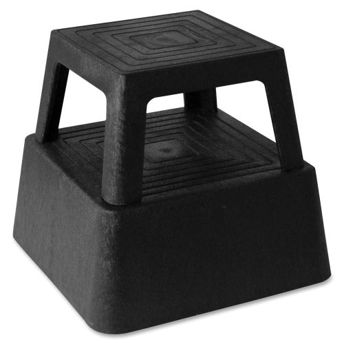 Genuine Joe Plastic Step Stool, 350 lb Load Capacity - Black