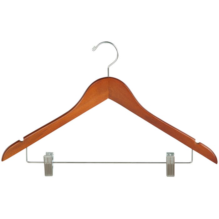 Econoco Wooden Wishbone Suit Hanger With Clips (100 Pcs. Per Carton)