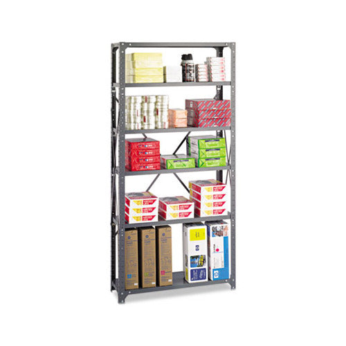 Safco Commercial Steel Shelving Unit, Six-Shelf, 36w x 12d x 75h, Dark Gray