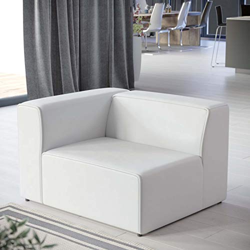 Modway Mingle Vegan Leather Sectional Sofa Left-Arm Chair, White
