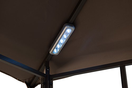 Sunjoy L-GG001PST-F 8' X 5' Soft Top Brown Double Tiered Canopy Grill Gazebo With 4Pcs Led Gazebo Grill,