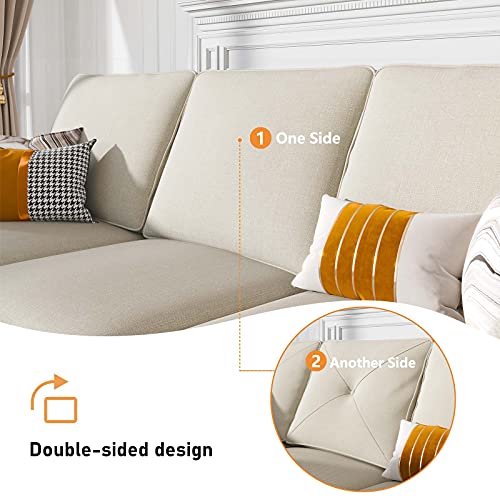 Nolany Classic 2 Piece Living Room Sofa Set Upholstered Fabric 3 Seats Sofa Couch and Loveseat Set Rolled Arm Sofa Sets, Light Beige